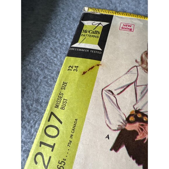 McCalls 2107 Misses Blouse Step-By-Step Pattern 1969 Sizes 12 Vintage Sewing Cra - Picture 5 of 5